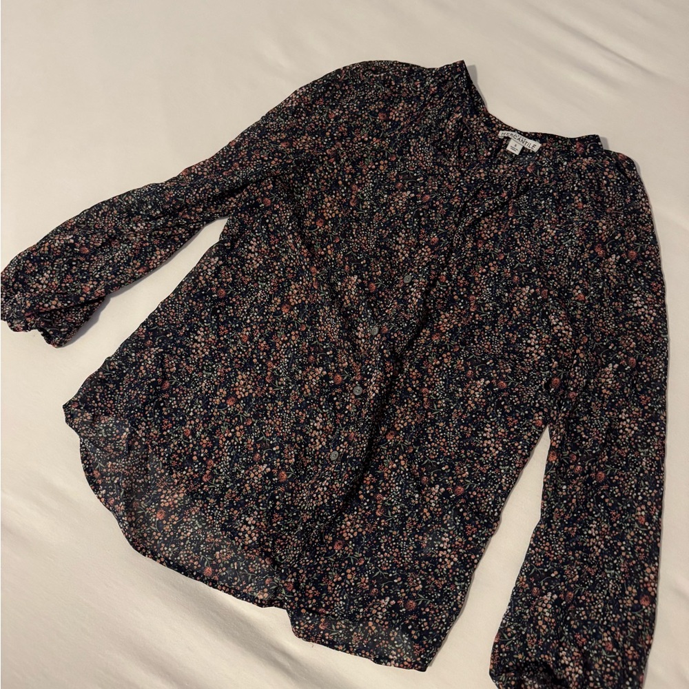 J Crew Floral Button-Up Long Sleeve Blouse